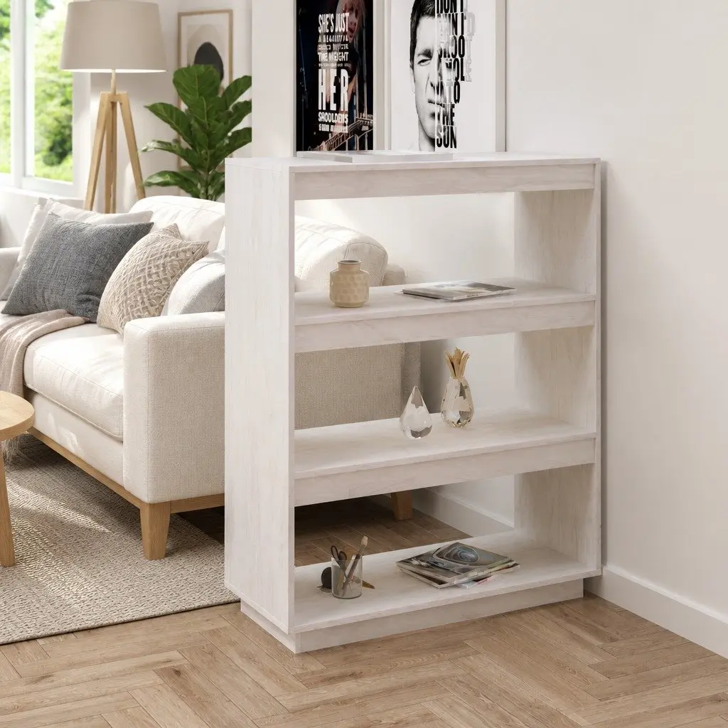 Book Cabinet Room Divider White Wooden Shelving Unit Storage Organiser Standing