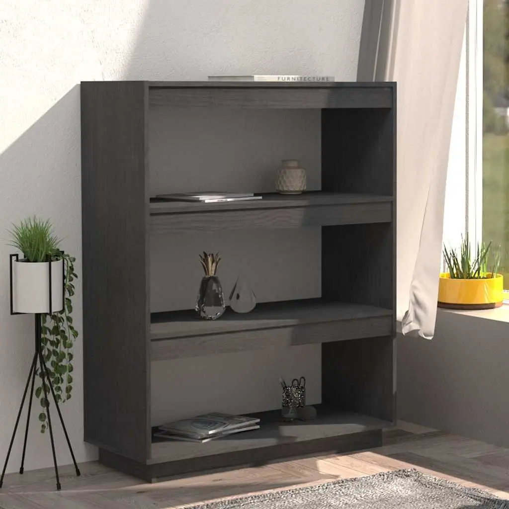 Book Cabinet Room Divider Grey Wooden Shelving Unit 80W x 35D x 103H cm