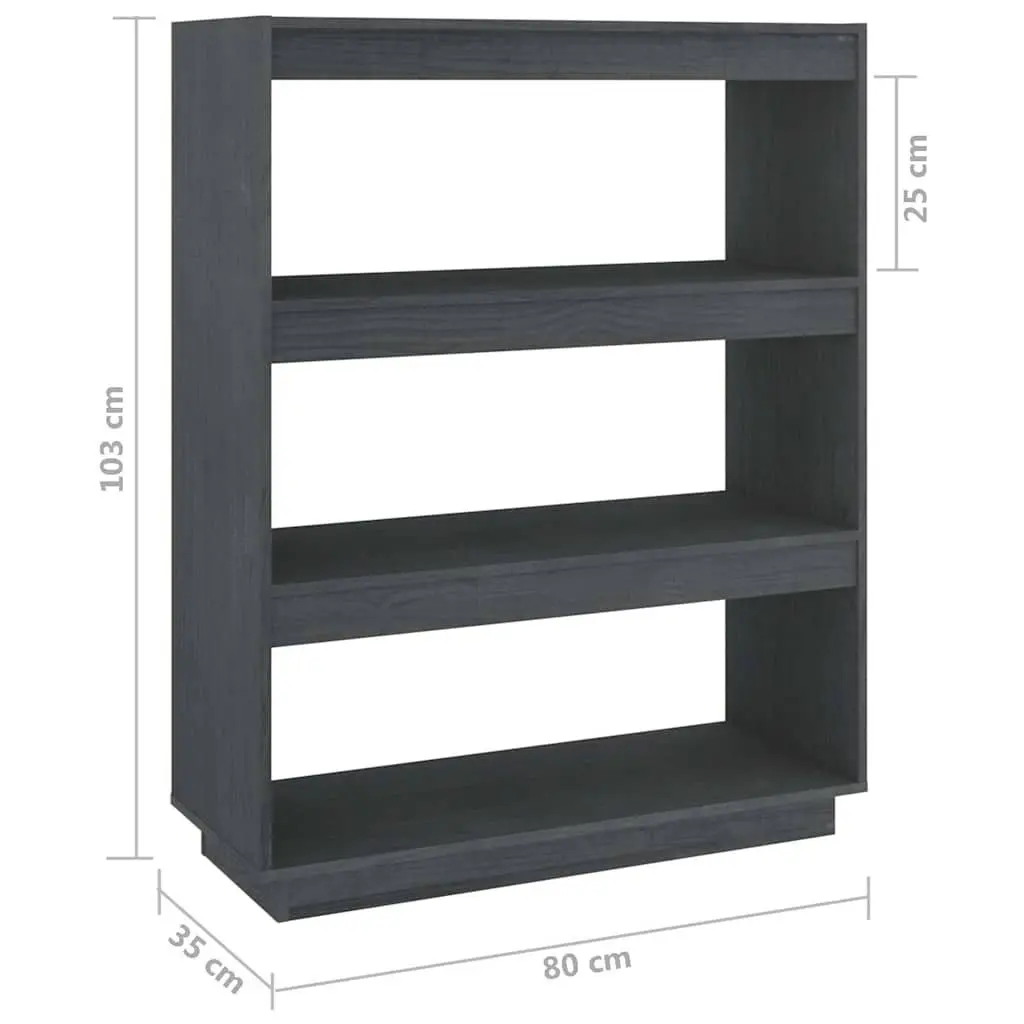 Book Cabinet Room Divider Grey Wooden Shelving Unit 80W x 35D x 103H cm