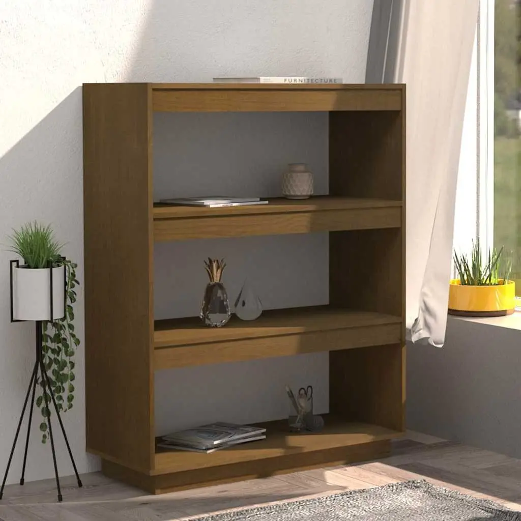 Wooden Book Cabinet Room Divider Honey Brown 80x35x103cm Solid Pinewood