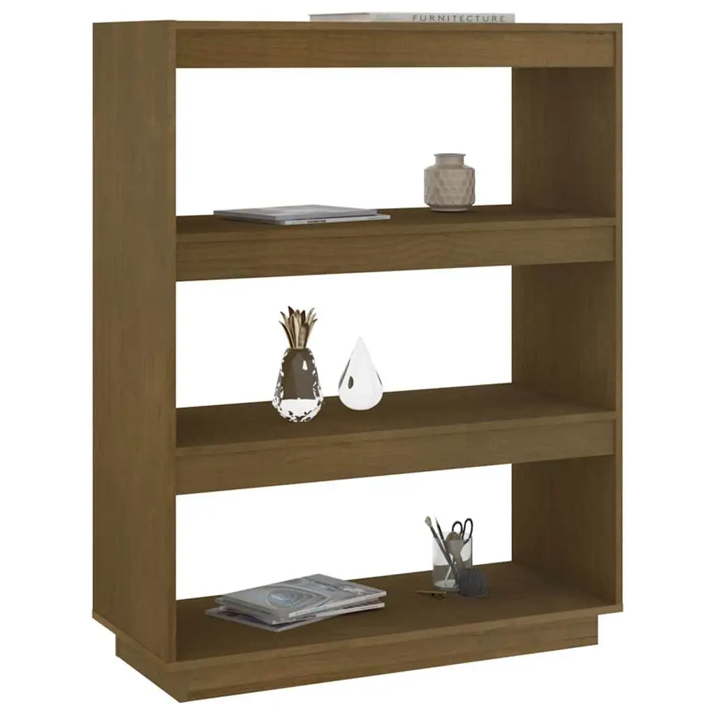 Wooden Book Cabinet Room Divider Honey Brown 80x35x103cm Solid Pinewood