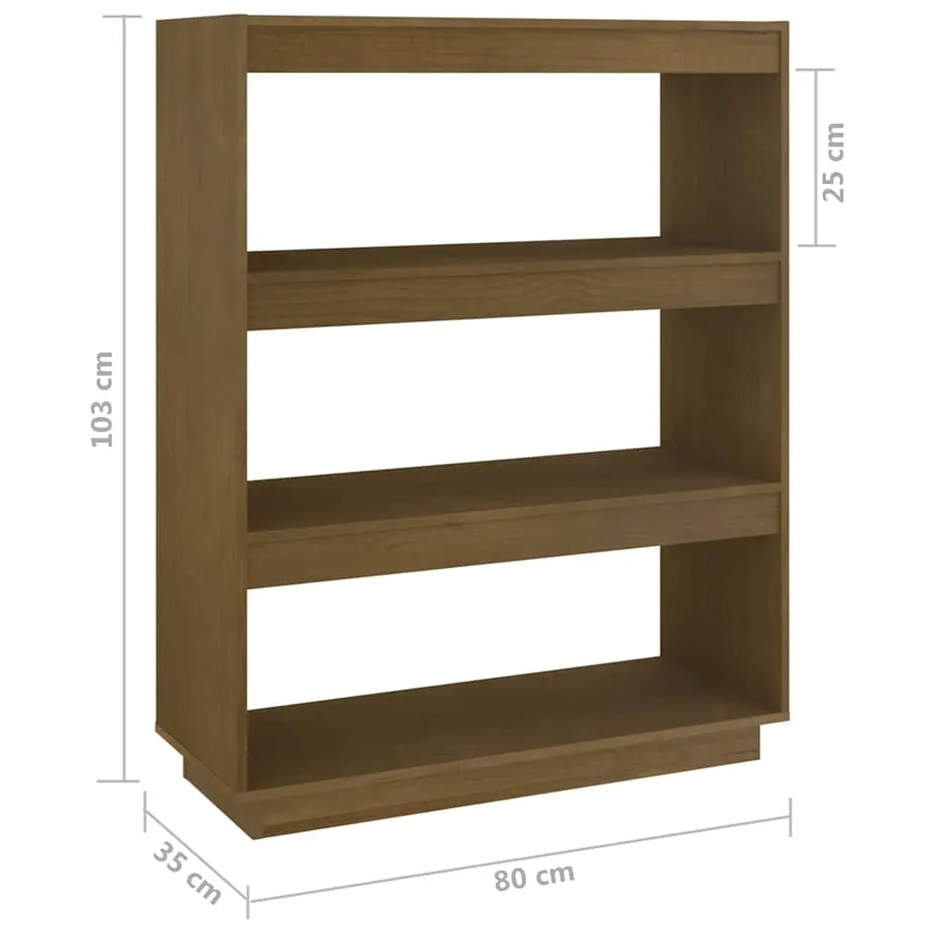 Wooden Book Cabinet Room Divider Honey Brown 80x35x103cm Solid Pinewood