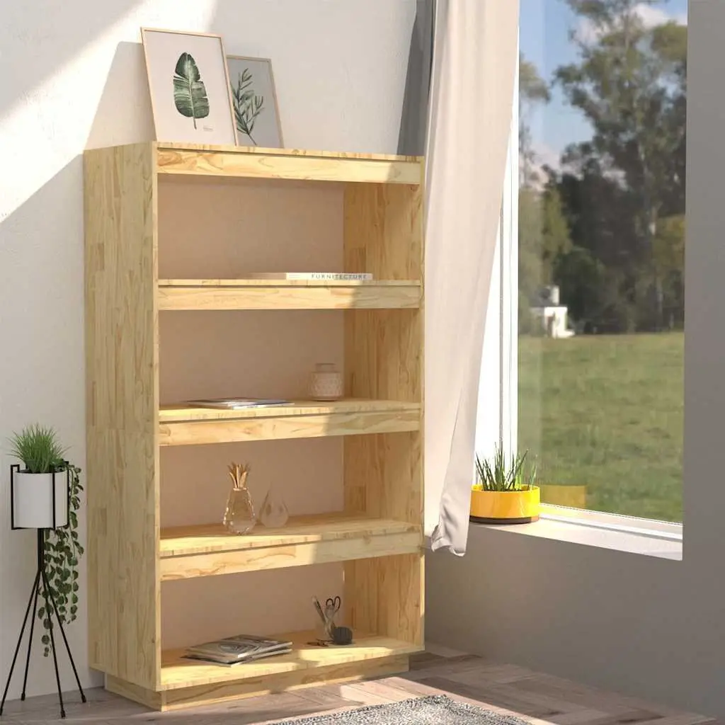 Wooden Book Cabinet Room Divider Shelving Unit Storage Organiser Brown 80W x 35D x 135H cm
