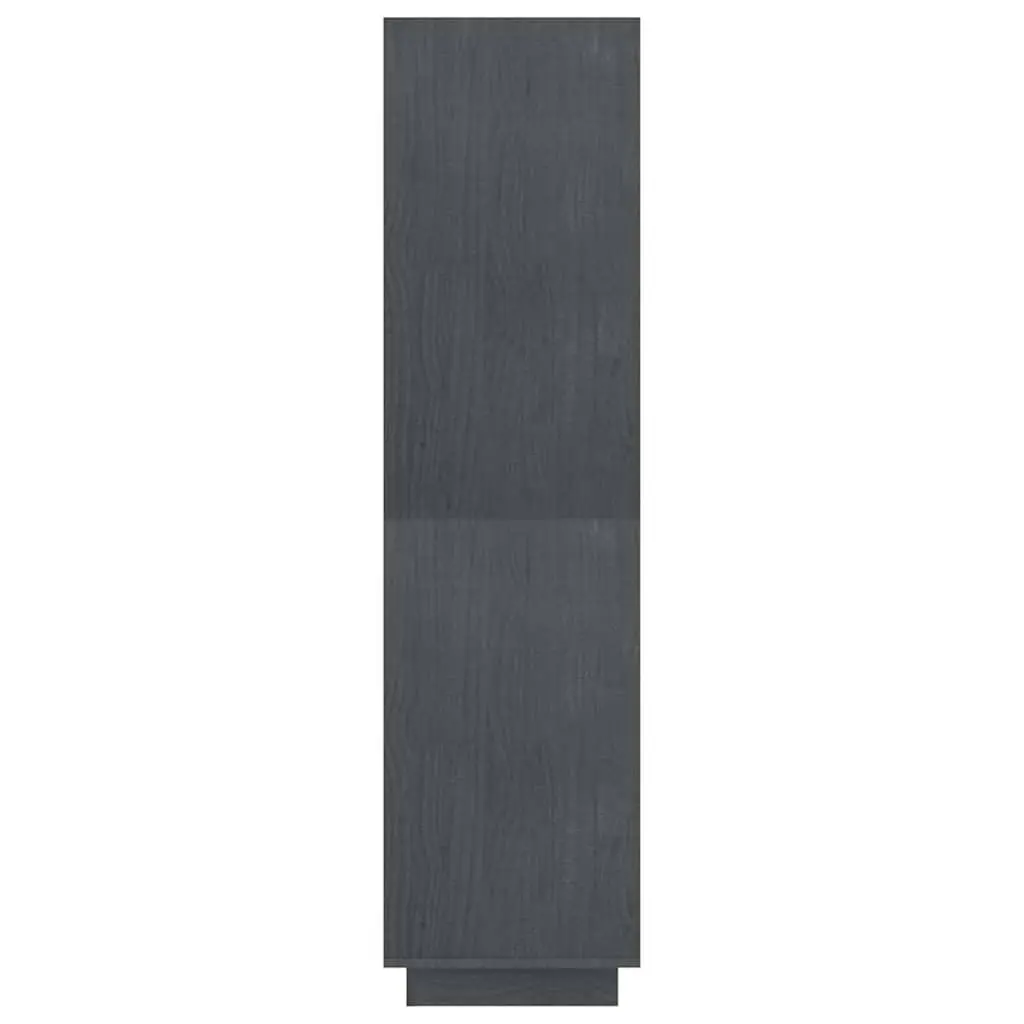 Book Cabinet Room Divider Grey Solid Pinewood Shelving Unit