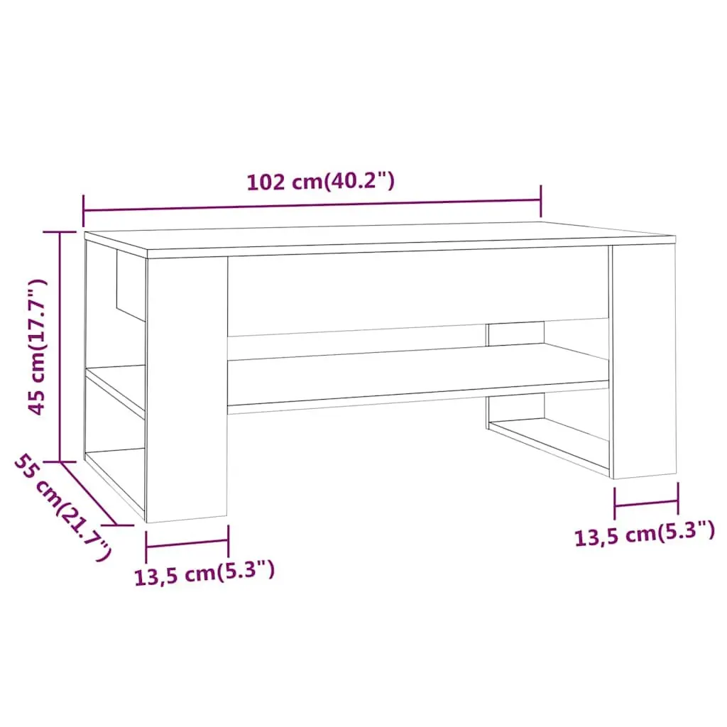 White High Gloss Coffee Table with Storage Shelf Living Room Accent Furniture