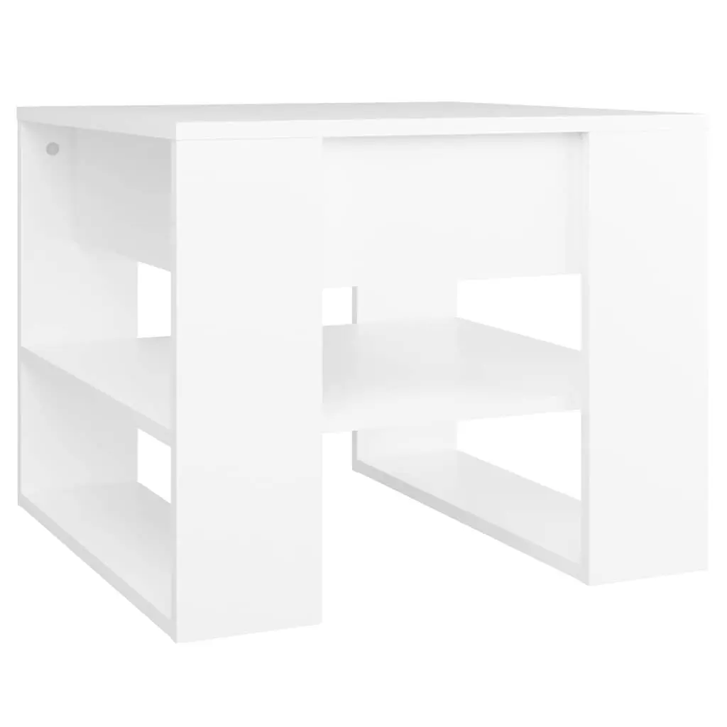Coffee Table White with Storage Shelf 55.5x55x45cm