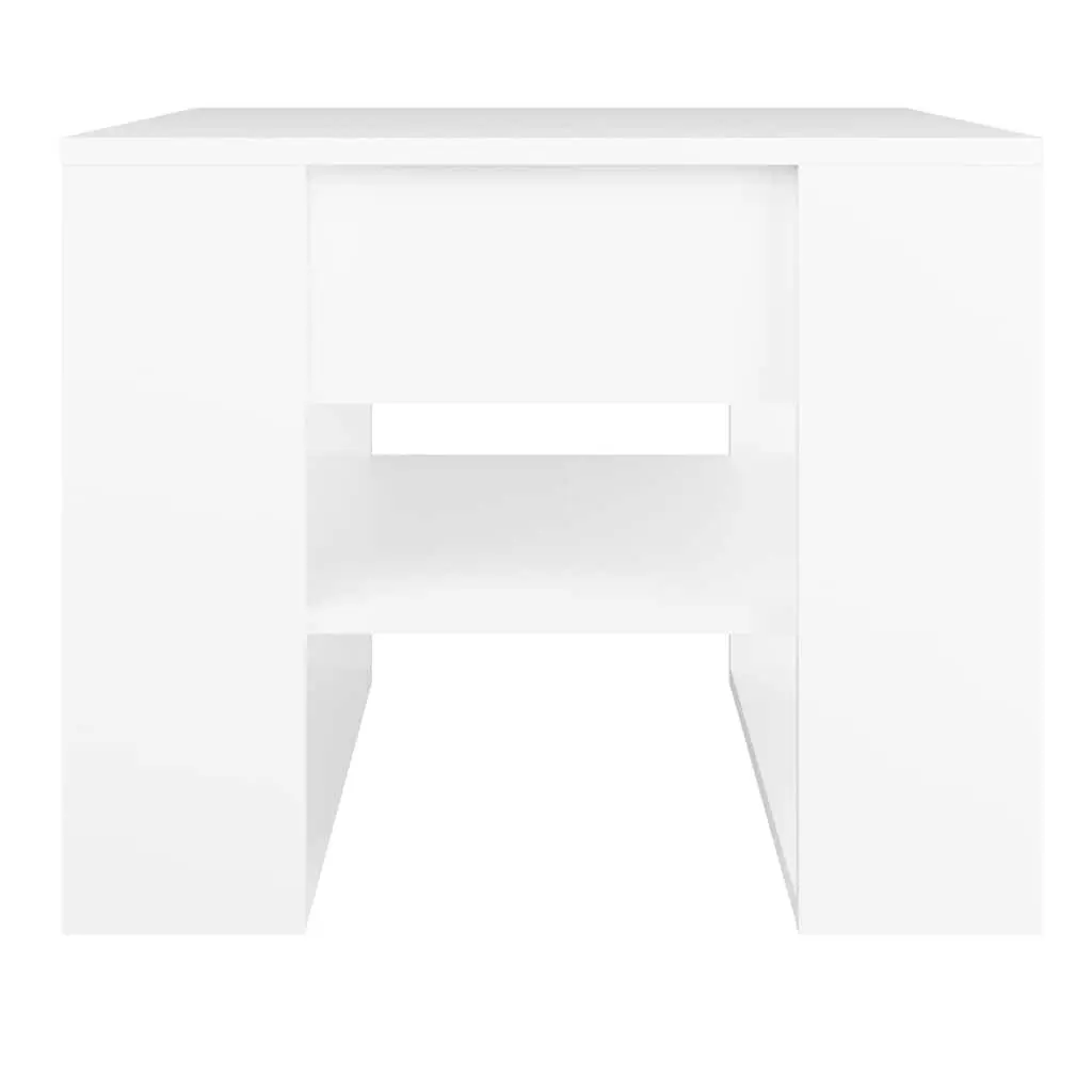 Coffee Table White with Storage Shelf 55.5x55x45cm