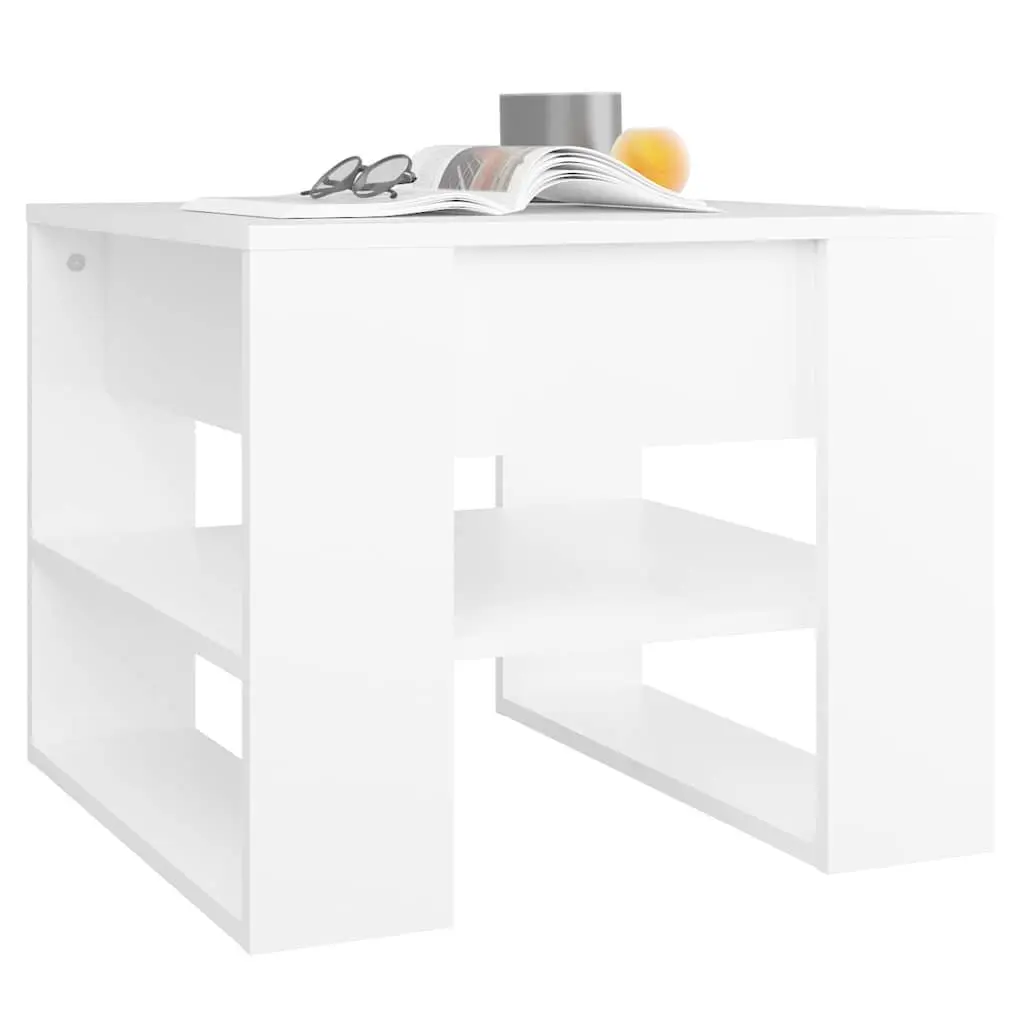 Coffee Table White with Storage Shelf 55.5x55x45cm