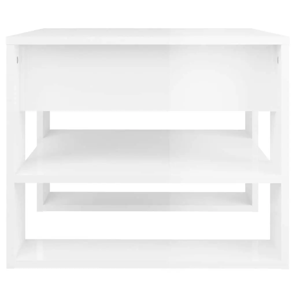 Coffee Table High Gloss White Storage Shelf 55.5 x 55 x 45 cm