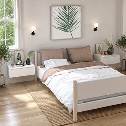 Wall-mounted Bedside Cabinets Set of 2 White Floating Storage Units