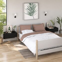 Wall-mounted Bedside Cabinets Set of 2 Black Floating Storage Shelves