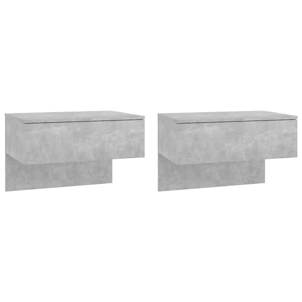 Floating Storage Cabinets 2 Piece Grey Engineered Wood Wall-Mounted Bedside Tables