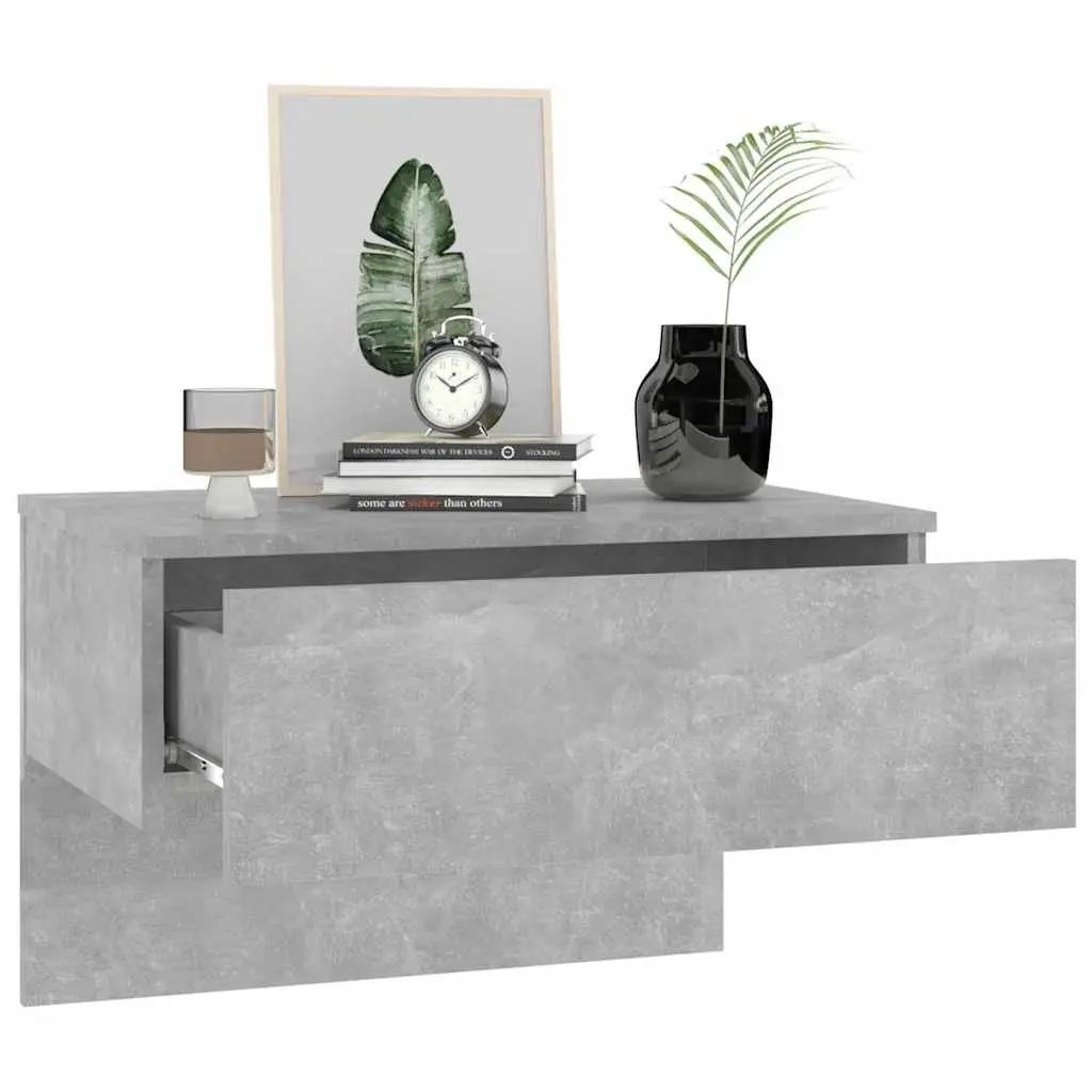 Floating Storage Cabinets 2 Piece Grey Engineered Wood Wall-Mounted Bedside Tables
