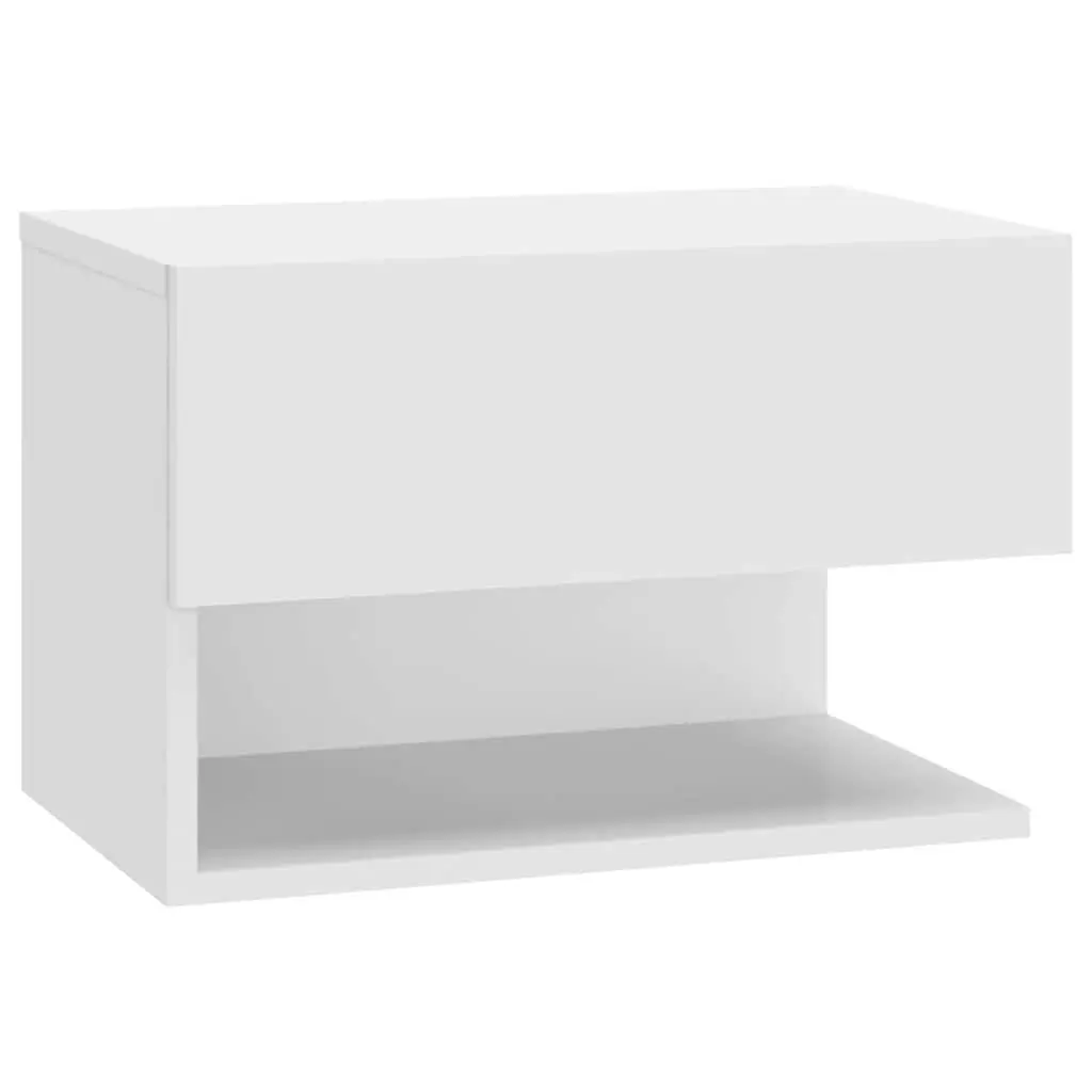 Wall-mounted Bedside Cabinet White Floating Storage Unit 2 Piece