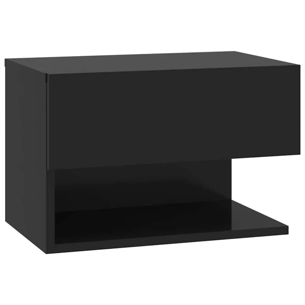 Wall-mounted Bedside Cabinets Black Floating Storage Unit 2 Piece