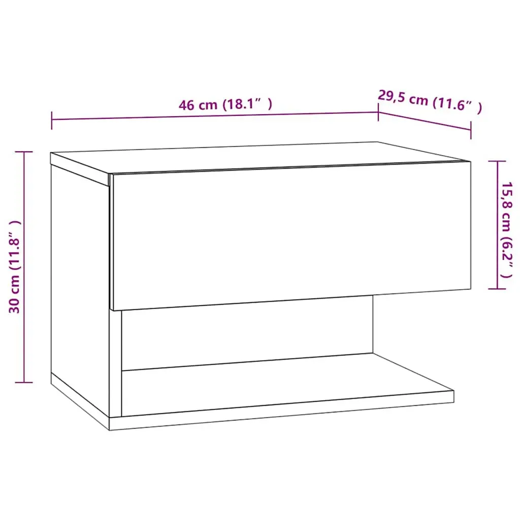 Wall-mounted Bedside Cabinets Black Floating Storage Unit 2 Piece