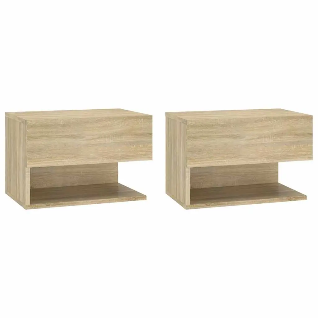 Wall-mounted Bedside Cabinets 2 pcs Brown Floating Storage Bedroom Shelves