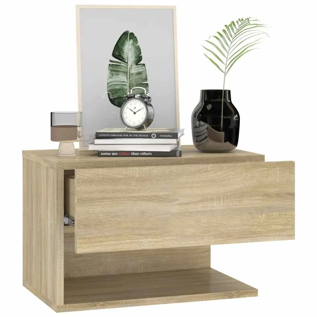 Wall-mounted Bedside Cabinets 2 pcs Brown Floating Storage Bedroom Shelves