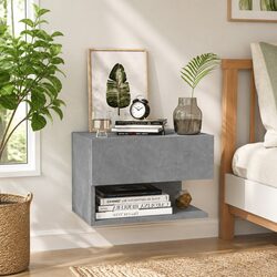 Friendly Grey Floating Bedside Cabinet for Easy Storage