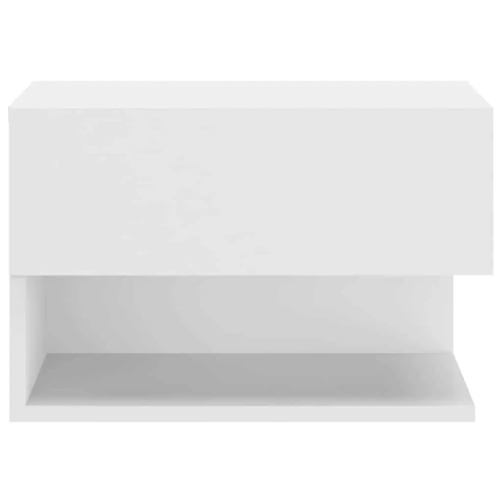Wall-mounted Bedside Cabinets 2 pcs High Gloss White Floating Storage Unit