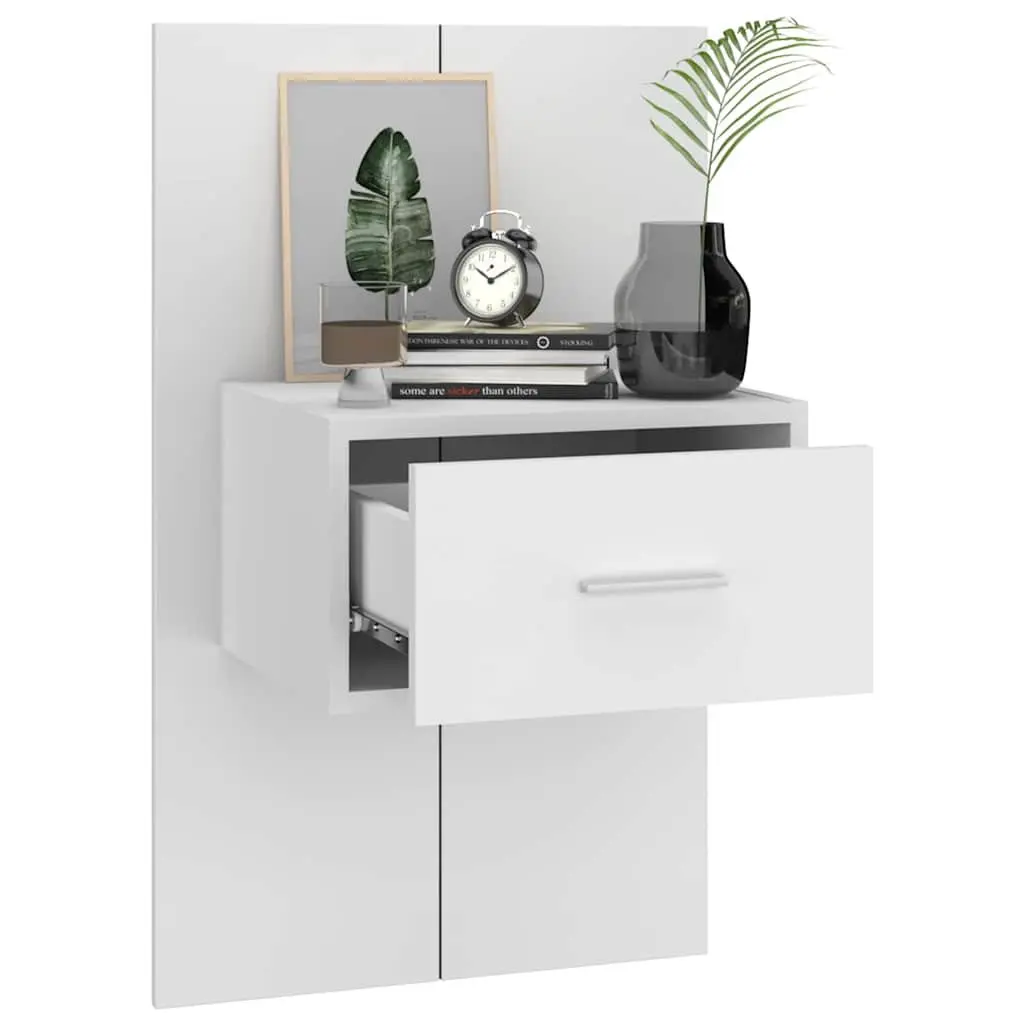 Wall-mounted Bedside Cabinet with Drawer Storage White Floating Bedroom Unit