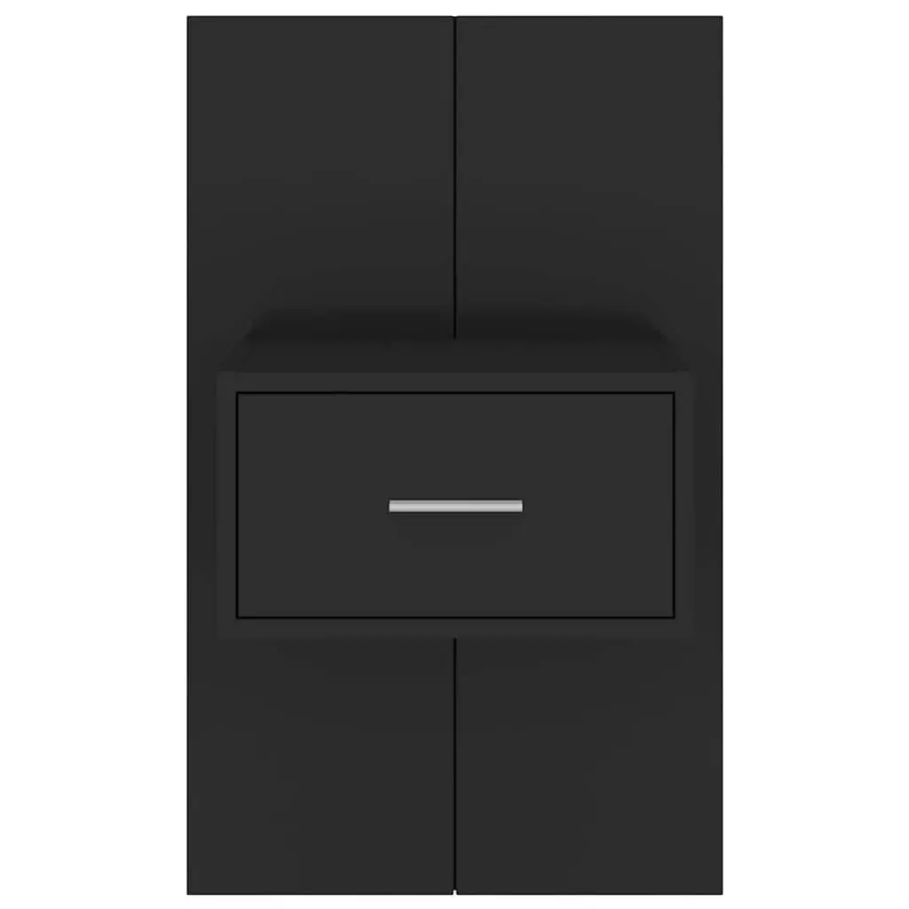 Wall-mounted Bedside Cabinets Black Floating Storage Drawer 2 Piece