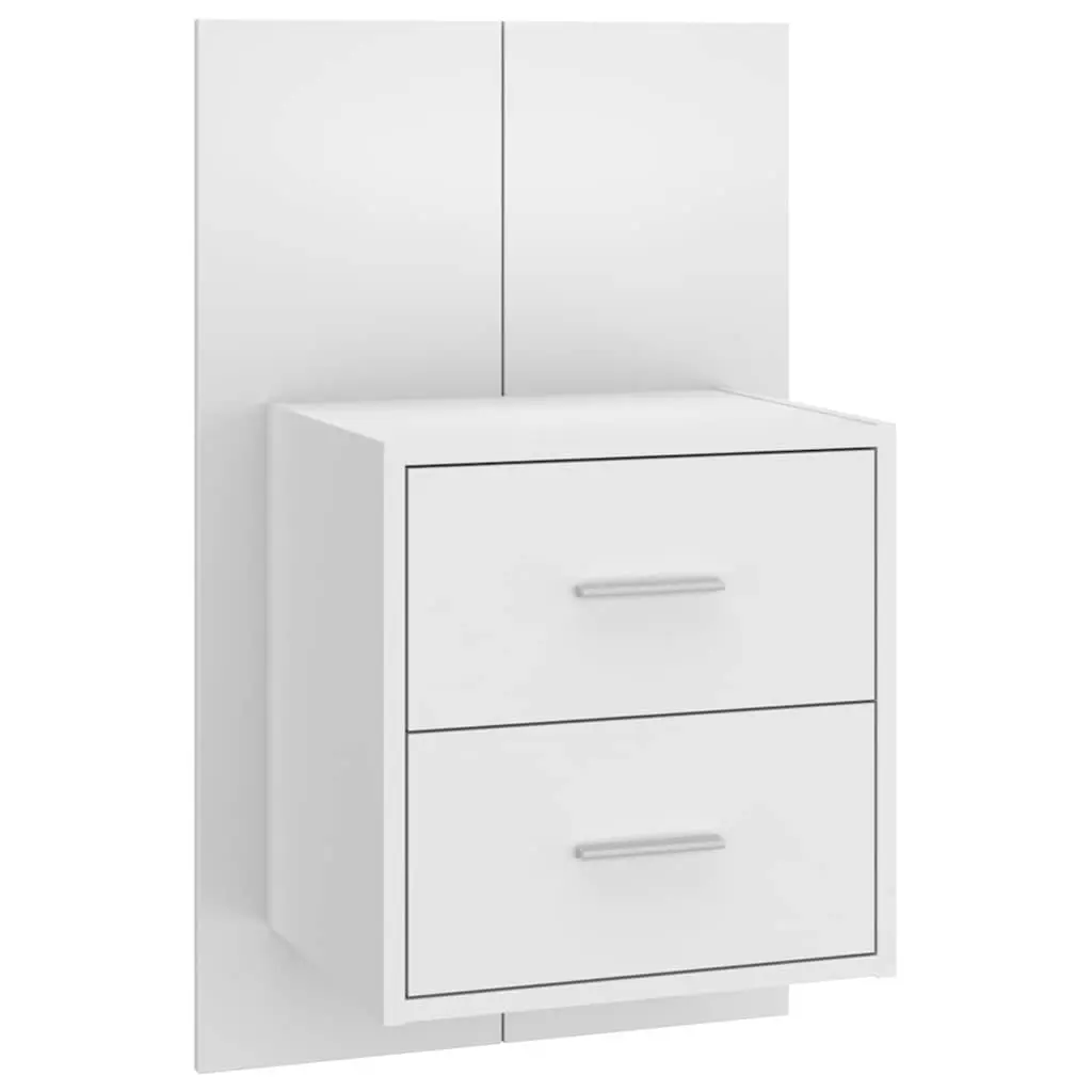 Wall-mounted Bedside Cabinets 2 pcs High Gloss White Floating Storage Drawer