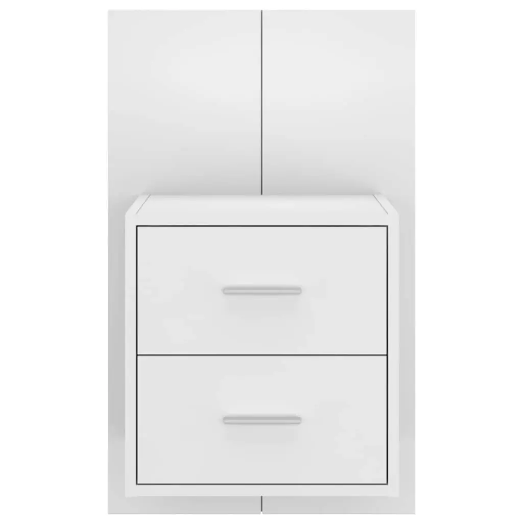 Wall-mounted Bedside Cabinets 2 pcs High Gloss White Floating Storage Drawer