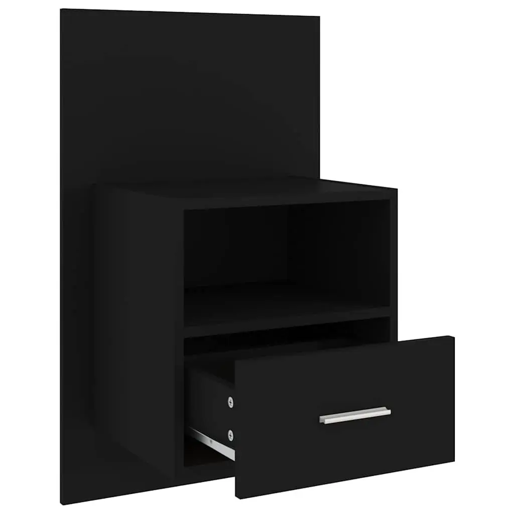 Wall-mounted Bedside Cabinet with Storage Drawer Black Floating Bedside Table