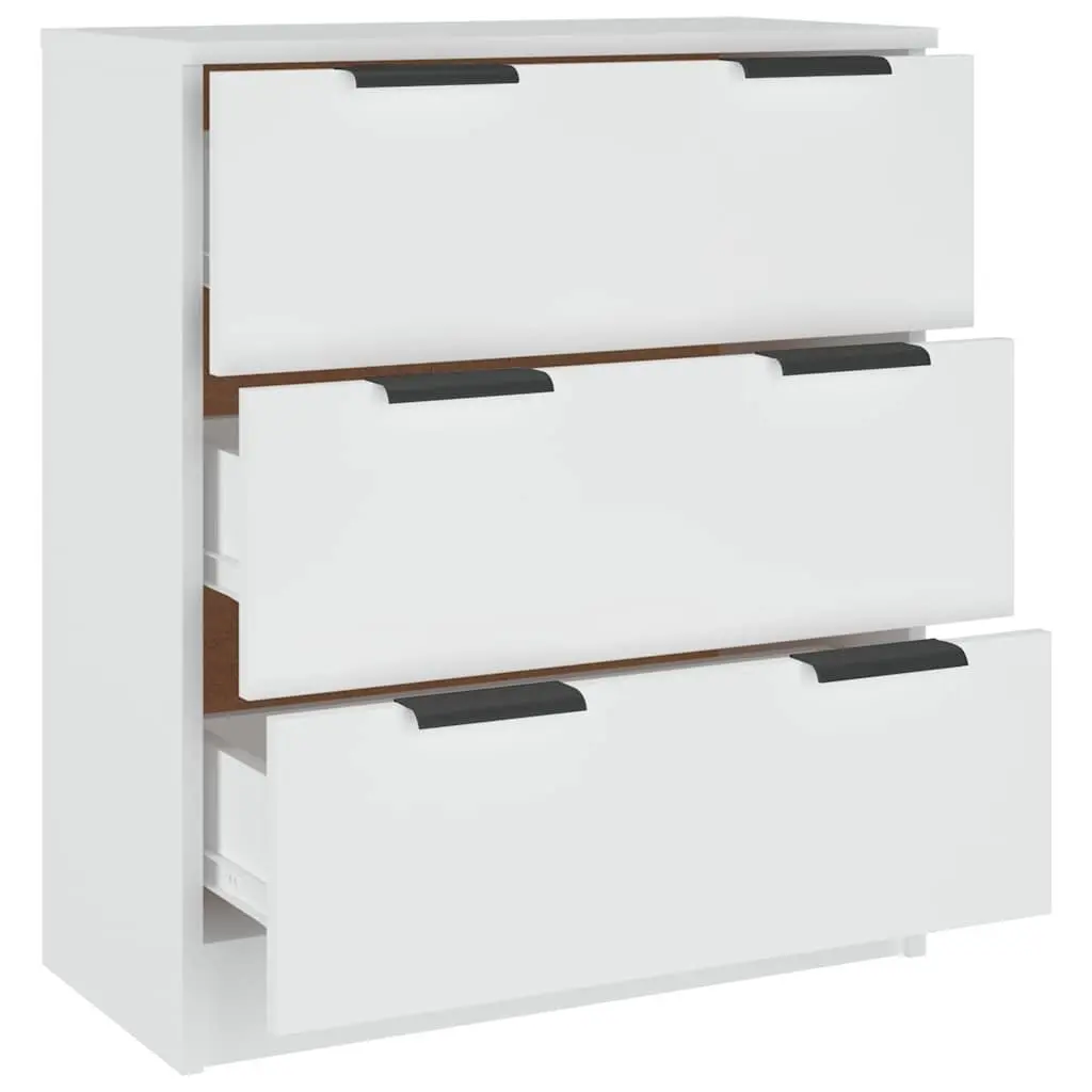 White Sideboard Cabinet 60x30x70 cm Storage Furniture 3 Drawers Living Room
