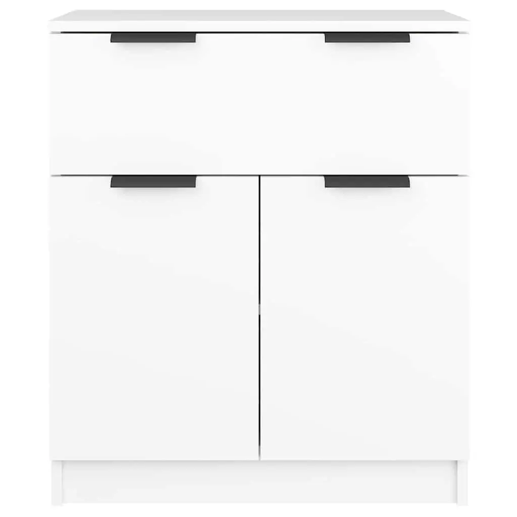 Sideboard White Engineered Wood 60x30x70 cm Storage Cabinet with Drawer and Doors