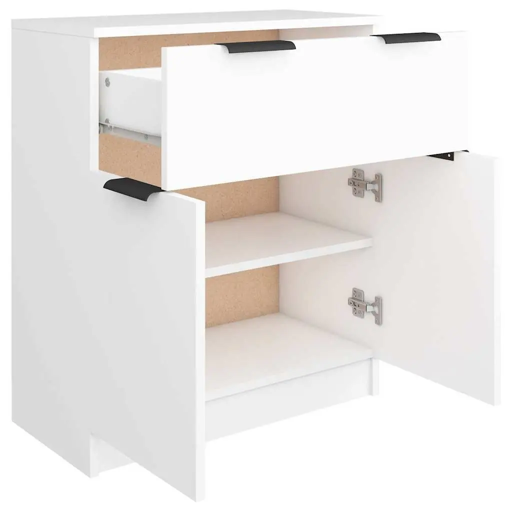 Sideboard White Engineered Wood 60x30x70 cm Storage Cabinet with Drawer and Doors