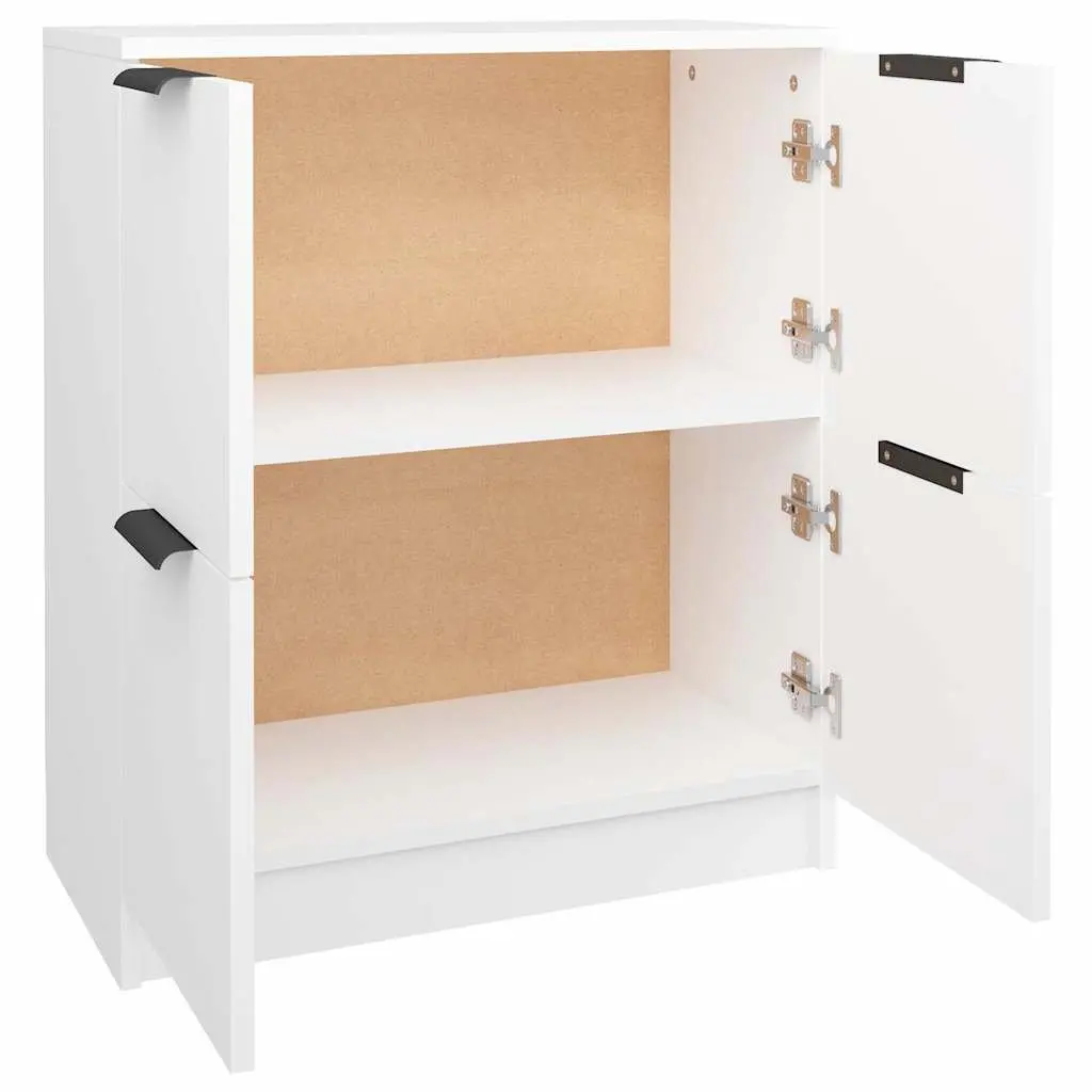 Sideboard White Engineered Wood 60x30x70 cm 4 Door Storage Cabinet