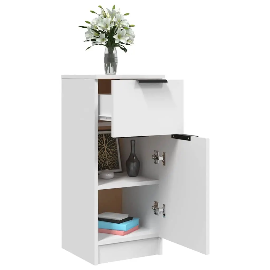 Sideboard Cabinet Minimalist White 30x30x70cm 2 Compartments Drawer