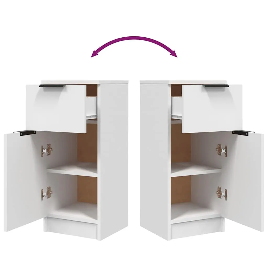 Sideboard Cabinet Minimalist White 30x30x70cm 2 Compartments Drawer