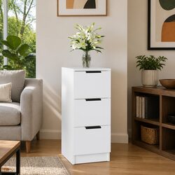 White 3-Drawer Storage Cabinet 30x30x70 cm - Stylish Design