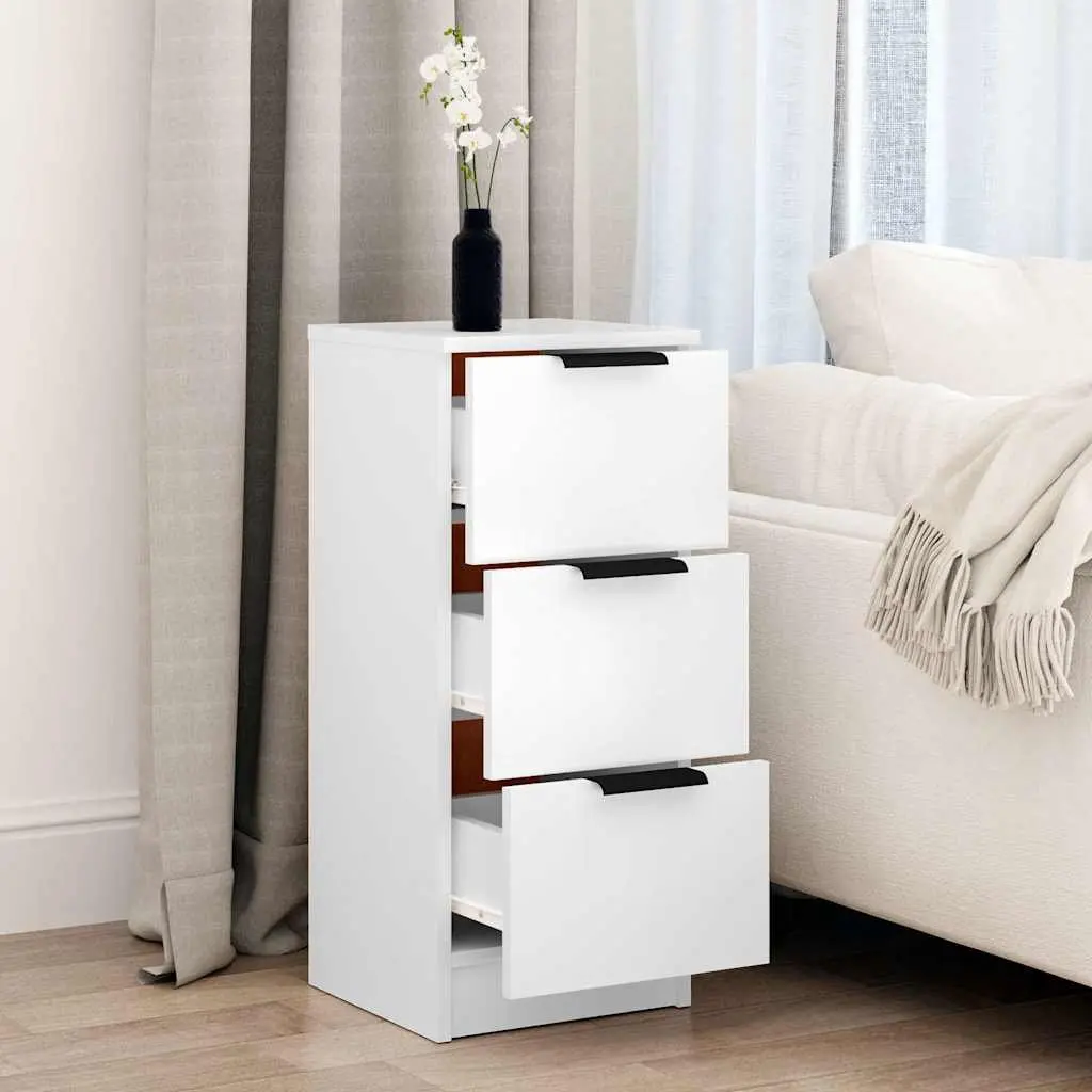Sideboard White 30x30x70 cm 3 Drawers Storage Cabinet Living Room Furniture