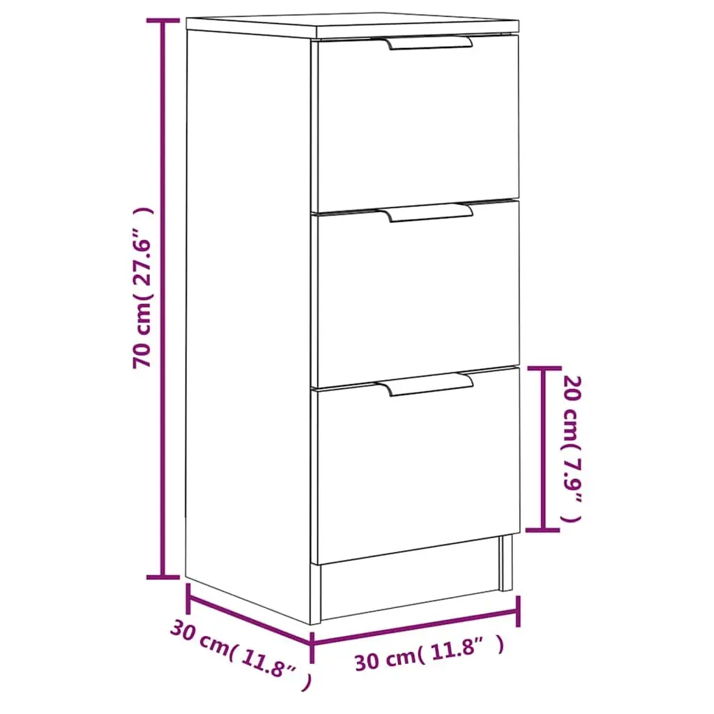 Sideboard Cabinet White 30x30x70cm Storage Drawers