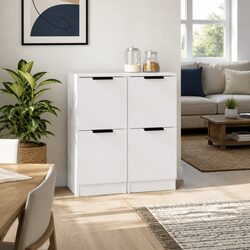 Sideboard Cabinet 2 pcs White 30x30x70 cm Storage Furniture Living Room Bedroom