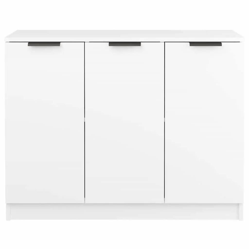 Sideboard White 90.5x30x70 cm 3 Door Storage Cabinet Engineered Wood Furniture