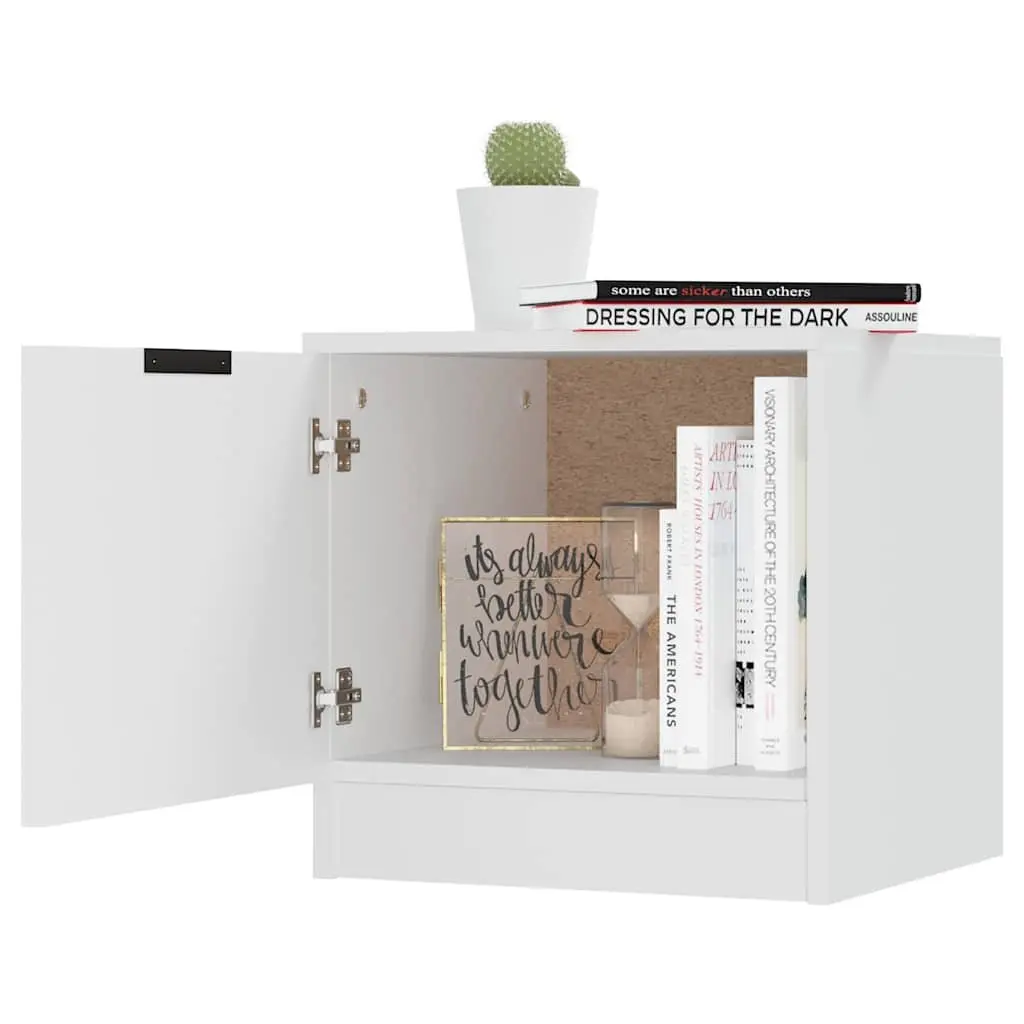 Bedside Cabinet White 40x39x40cm Nightstand Storage Organiser