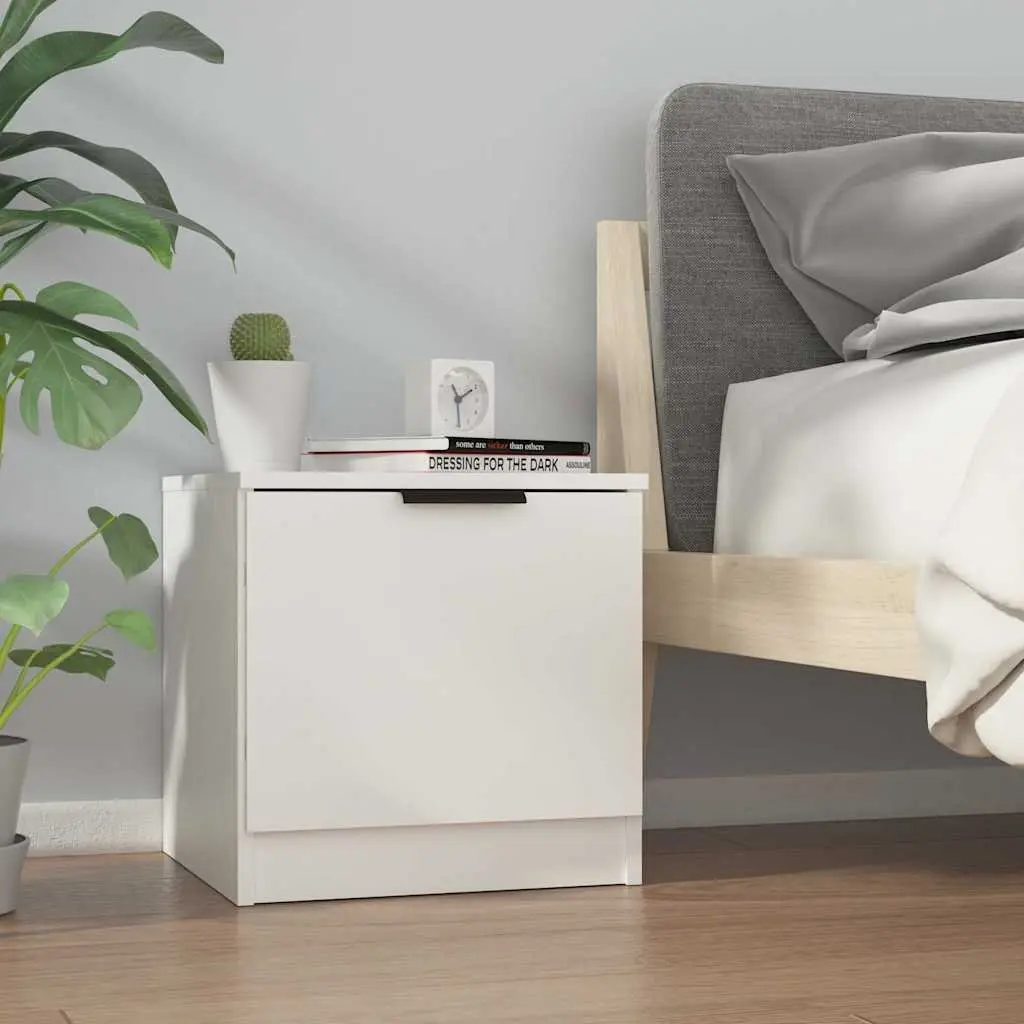 Bedside Cabinet White 40x39x40cm Nightstand Storage Organiser