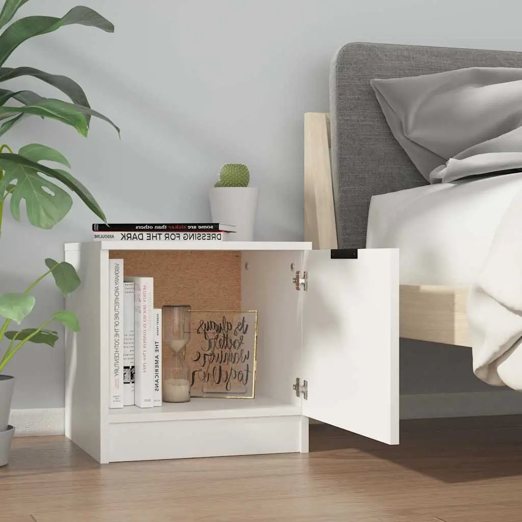 Bedside Cabinet White 40x39x40cm Nightstand Storage Organiser