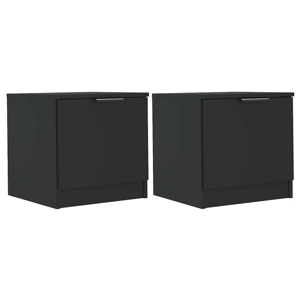 Bedside Cabinets Black 40x39x40 cm 2 Piece Nightstand Storage End Table