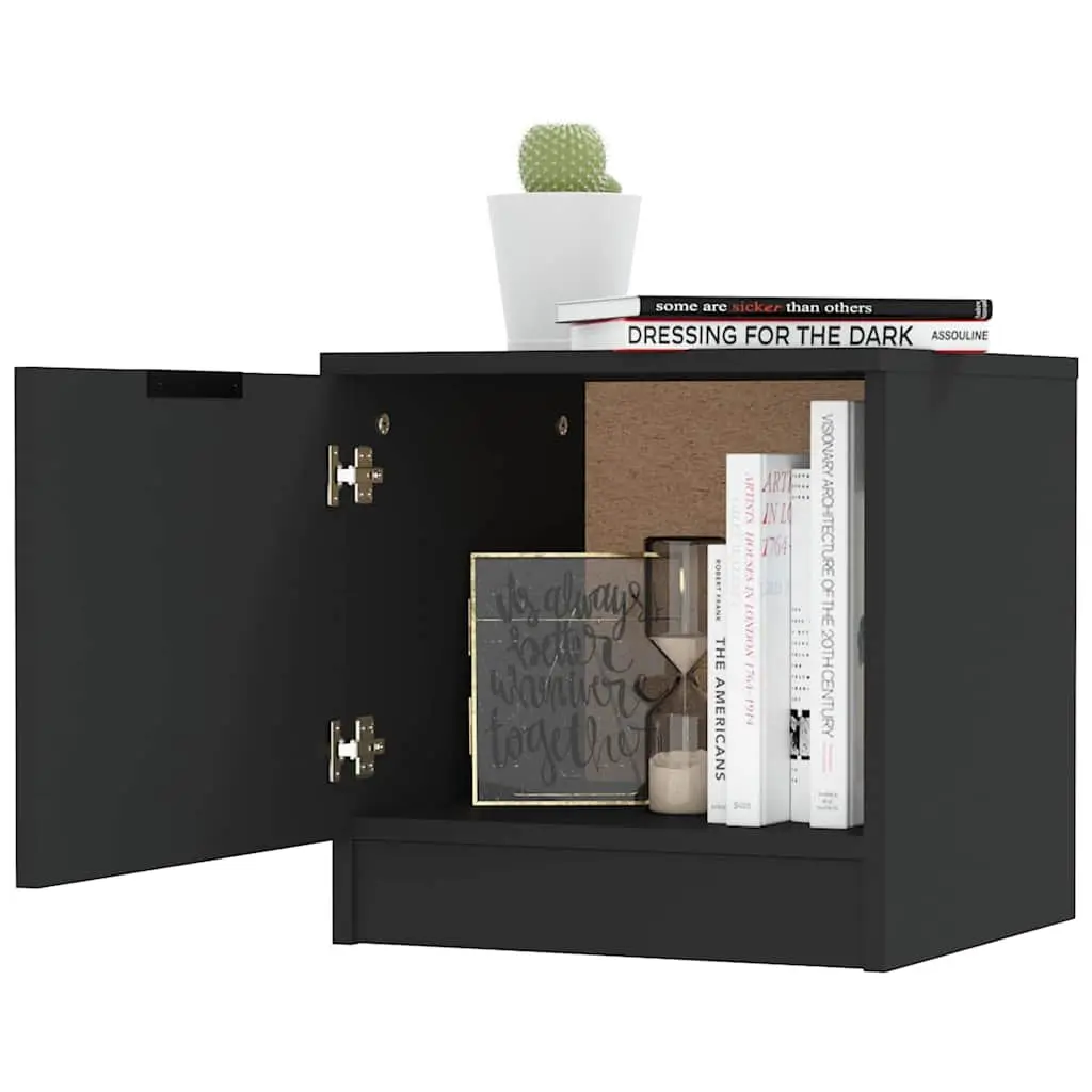 Bedside Cabinets Black 40x39x40 cm 2 Piece Nightstand Storage End Table