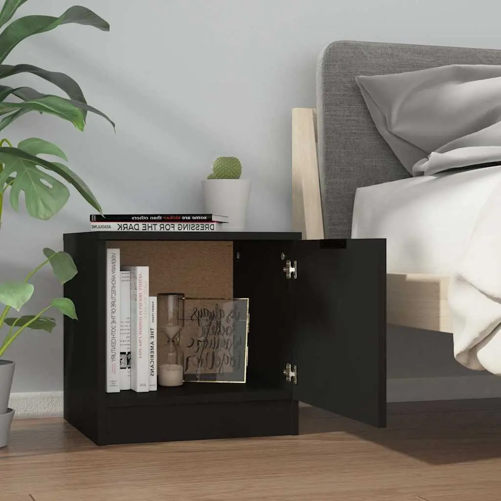 Bedside Cabinets Black 40x39x40 cm 2 Piece Nightstand Storage End Table