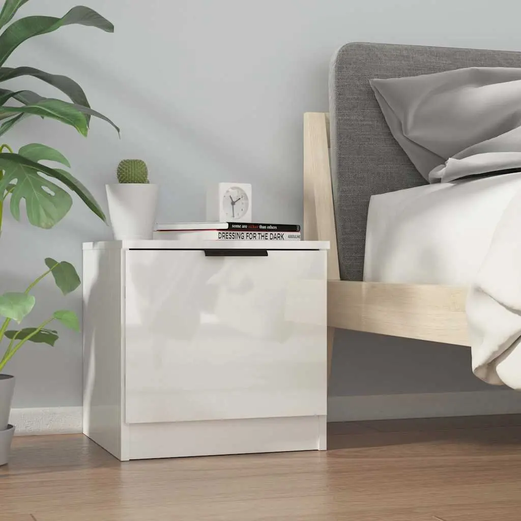 Bedside Cabinets White Nightstand Storage End Table 2 Piece Set