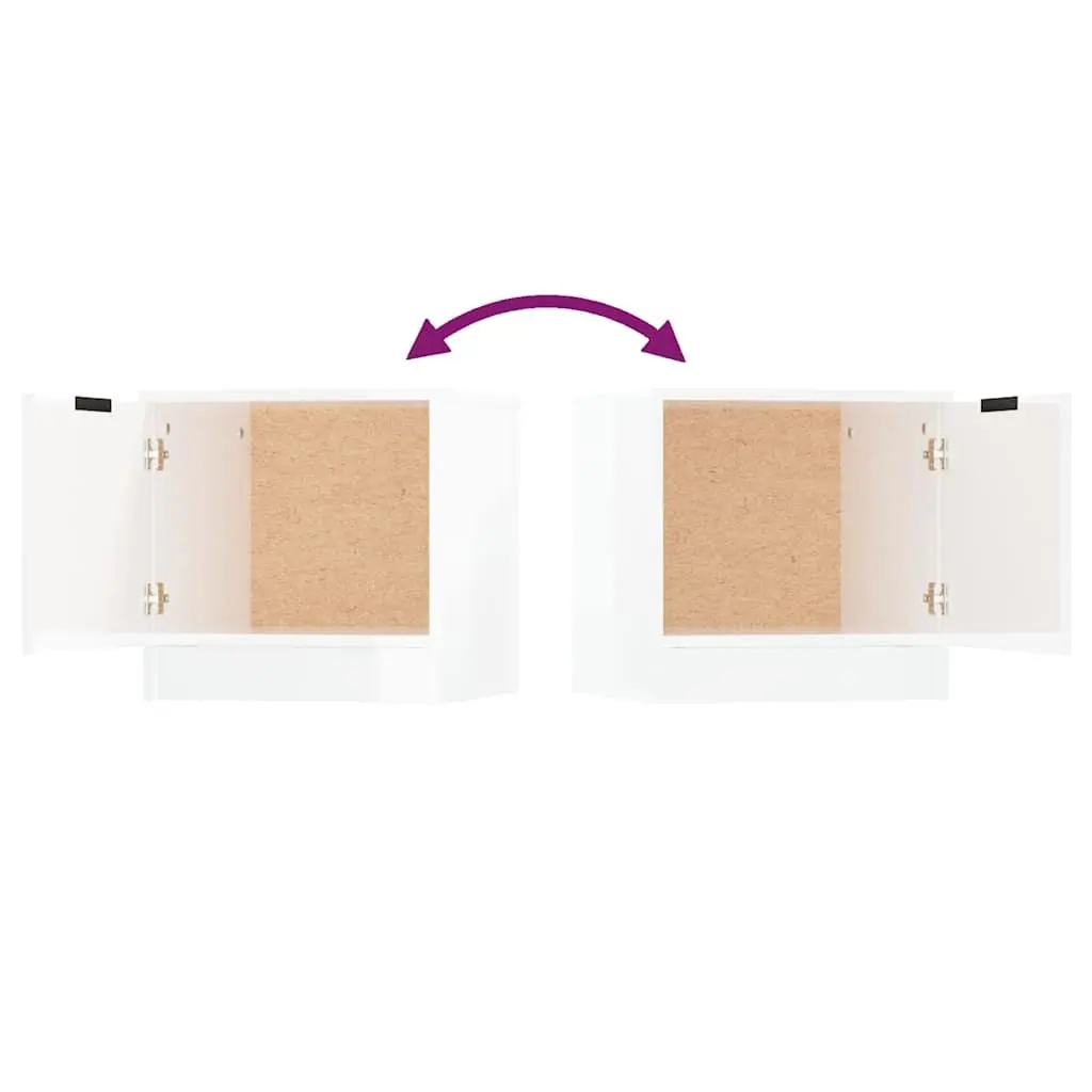 Bedside Cabinets White Nightstand Storage End Table 2 Piece Set