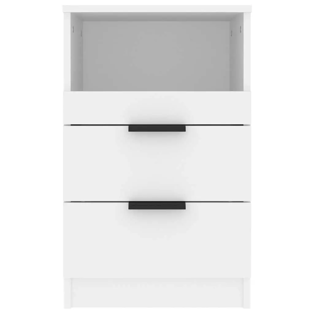 Bedside Cabinets 2 pcs White Engineered Wood Nightstand Drawers Storage