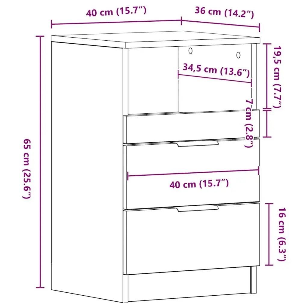 Bedside Cabinets 2 pcs White Engineered Wood Nightstand Drawers Storage